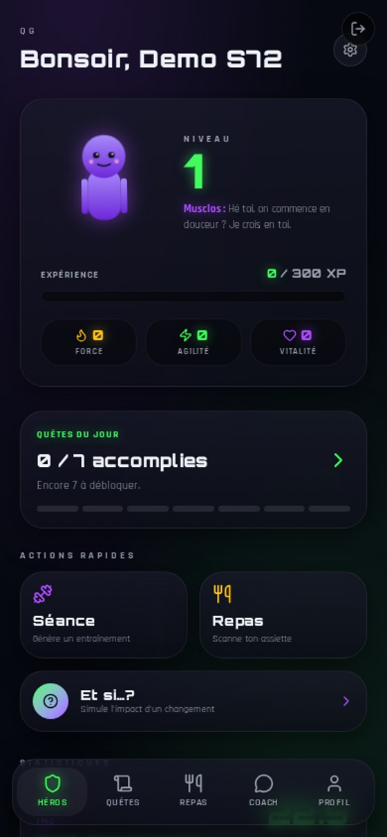 Capture de l'interface mobile de l'application BodyRP