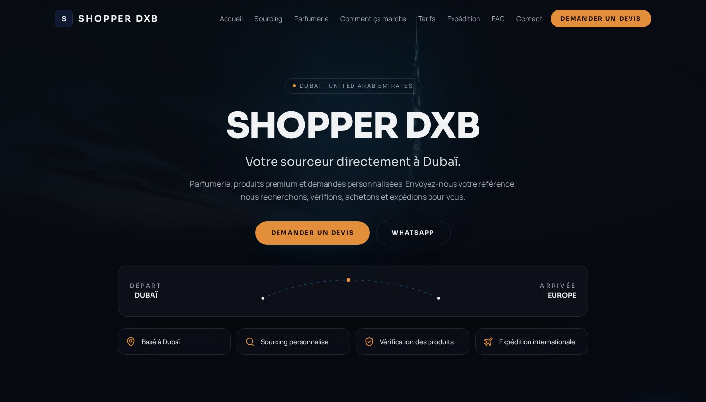 Capture de l'interface du projet Shopper DXB